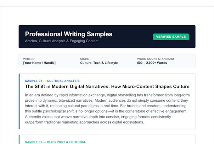 write engaging blog posts, articles, and cultural analysis